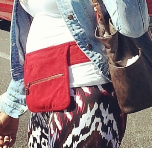 Hugo Boss Bags Red Suede Fanny Pack Waist Belt Size 2 Poshmark